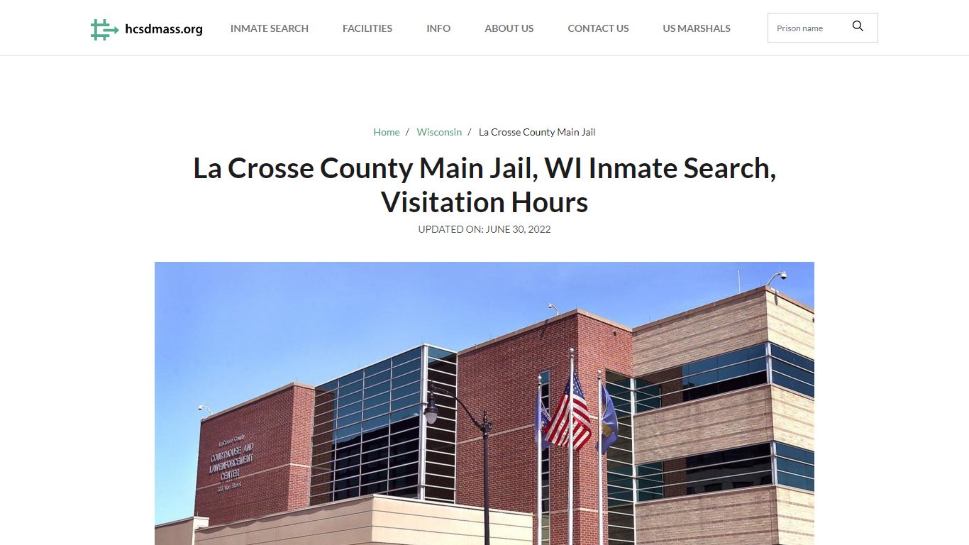 La Crosse County Main Jail, WI Inmate Search, Visitation Hours